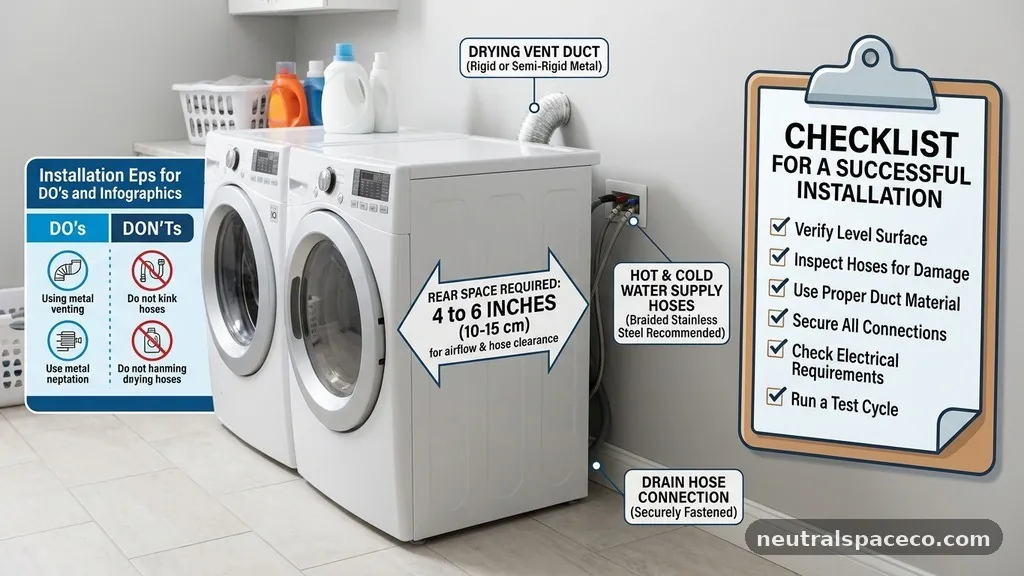 Checklist for a Successful Installation - How Much Space Behind a Washer and Dryer Is Needed for Hoses and Vents?