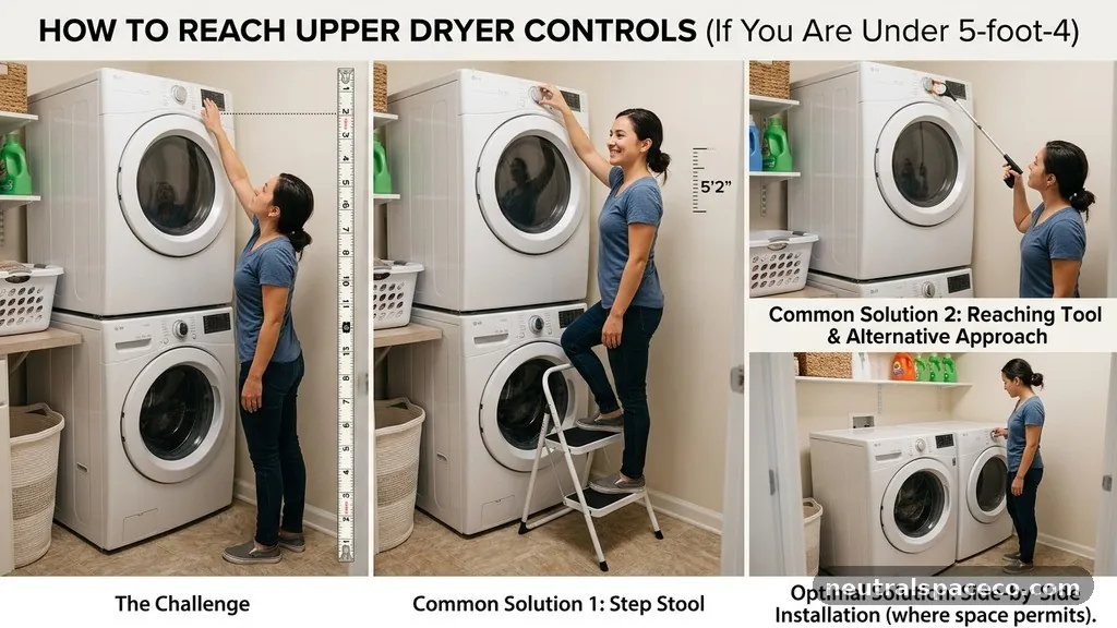 Comparing Common Accessibility Solutions - How to Reach the Upper Dryer Controls If You Are Under 5-Foot-4