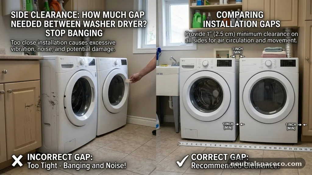 Comparing Installation Gaps - Side Clearance: How Much Gap Needed Between Washer and Dryer to Stop Banging?