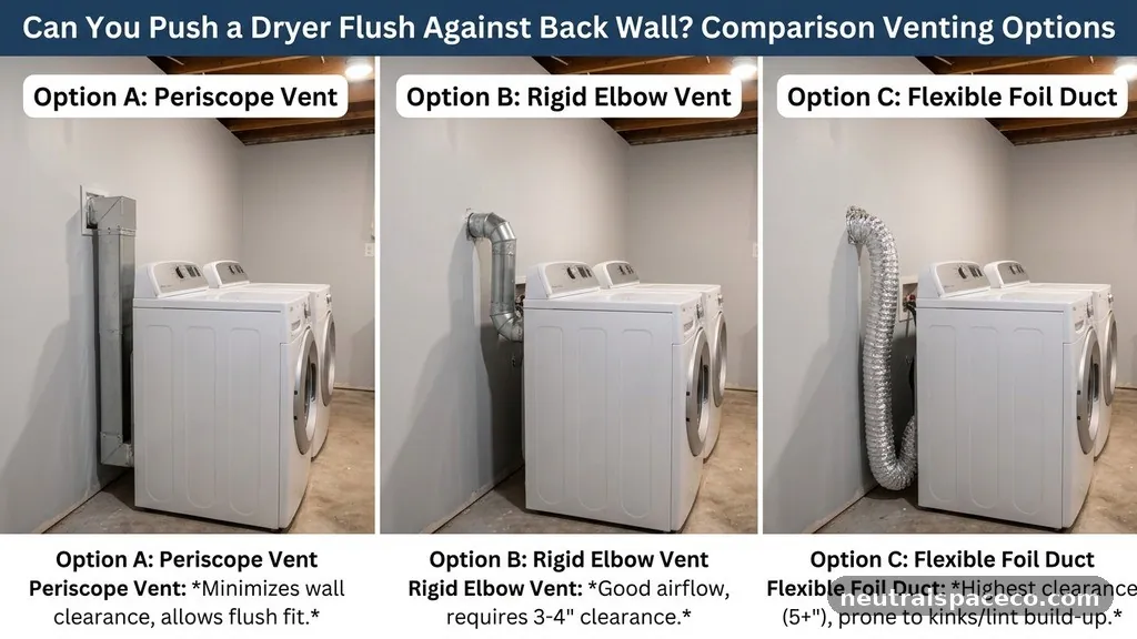 Comparison of Venting Options - Can You Push a Dryer Flush Against the Back Wall with a Periscope Vent?