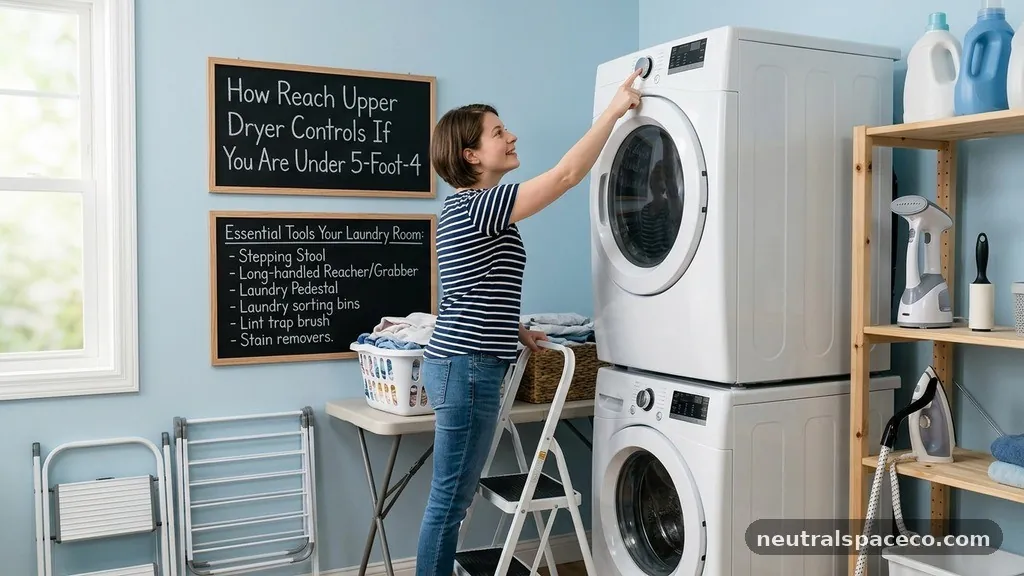 Essential Tools for Your Laundry Room - How to Reach the Upper Dryer Controls If You Are Under 5-Foot-4
