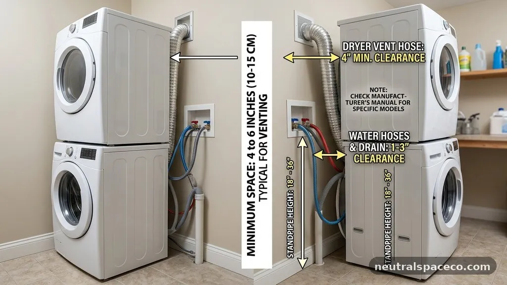How Much Space Behind a Washer and Dryer Is Needed for Hoses and Vents?