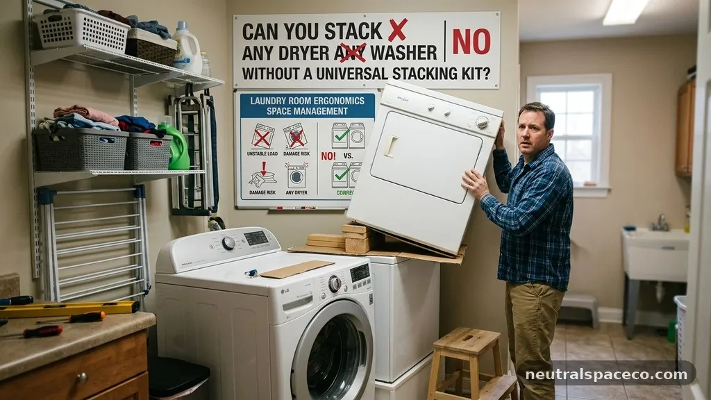 Laundry Room Ergonomics and Space Management - Can You Stack Any Dryer on Any Washer Without a Universal Stacking Kit?