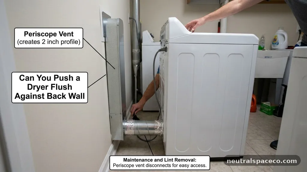 Maintenance and Lint Removal - Can You Push a Dryer Flush Against the Back Wall with a Periscope Vent?