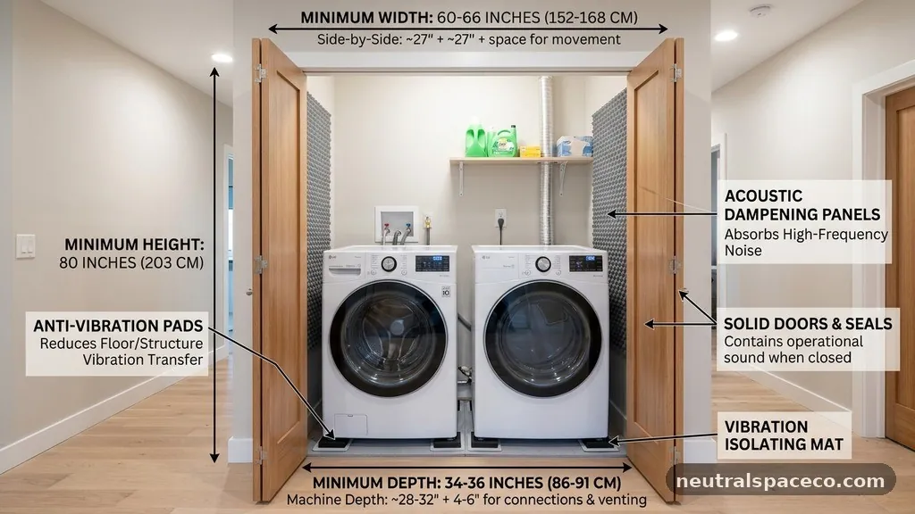 Managing Noise and Vibration - Standard Laundry Closet Dimensions: Minimum Width and Depth for Side-by-Side