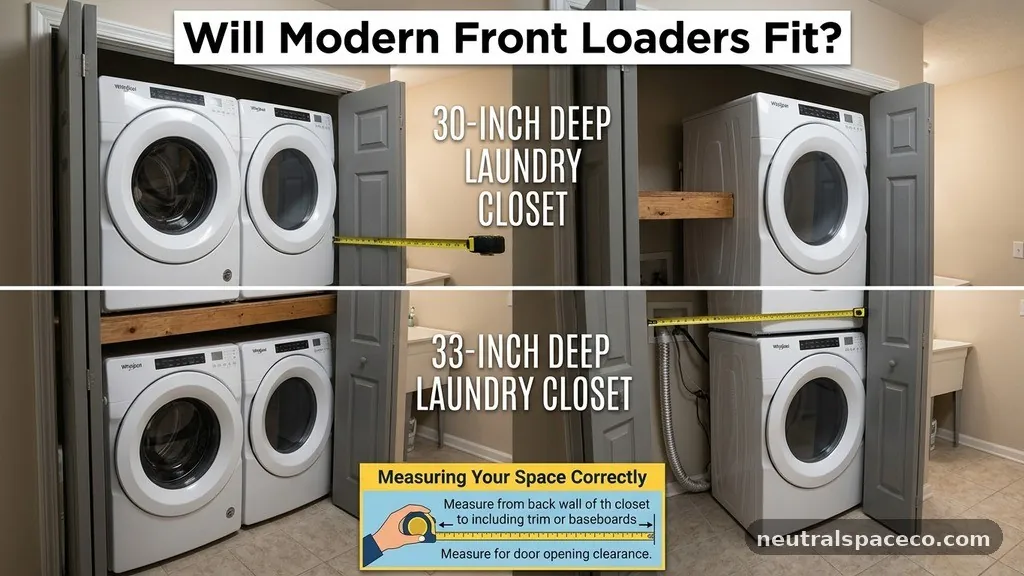 Measuring Your Space Correctly - 30-Inch vs 33-Inch Deep Laundry Closets: Will Modern Front Loaders Fit?