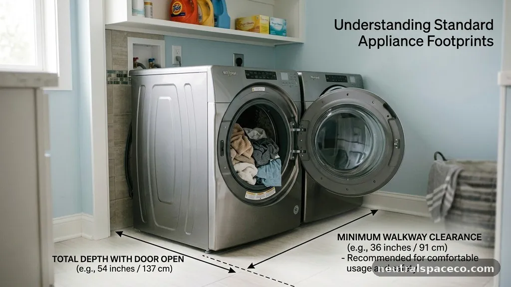 Minimum Walkway Clearance in Front of Front-Load Washer with Door Open