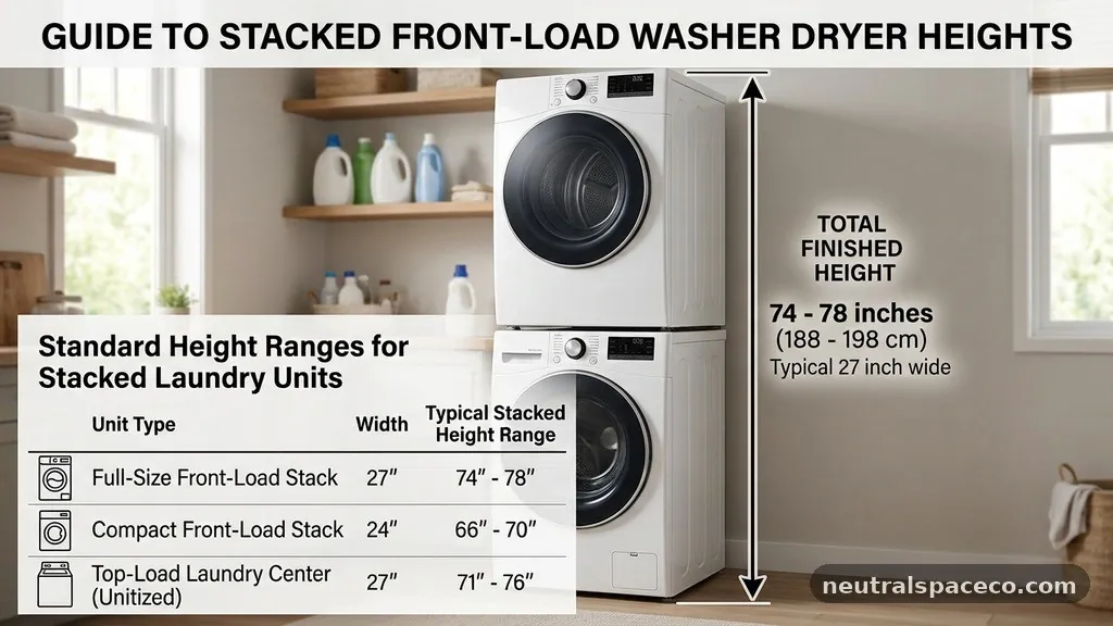 Standard Height Ranges for Stacked Laundry Units - What Is the Total Finished Height of a Stacked Front-Load Washer and Dryer?