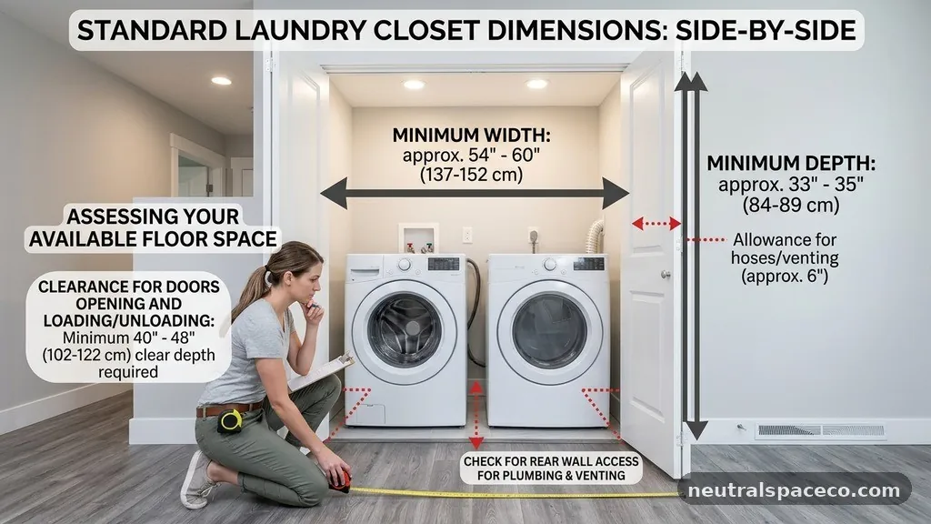 Standard Laundry Closet Dimensions: Minimum Width and Depth for Side-by-Side