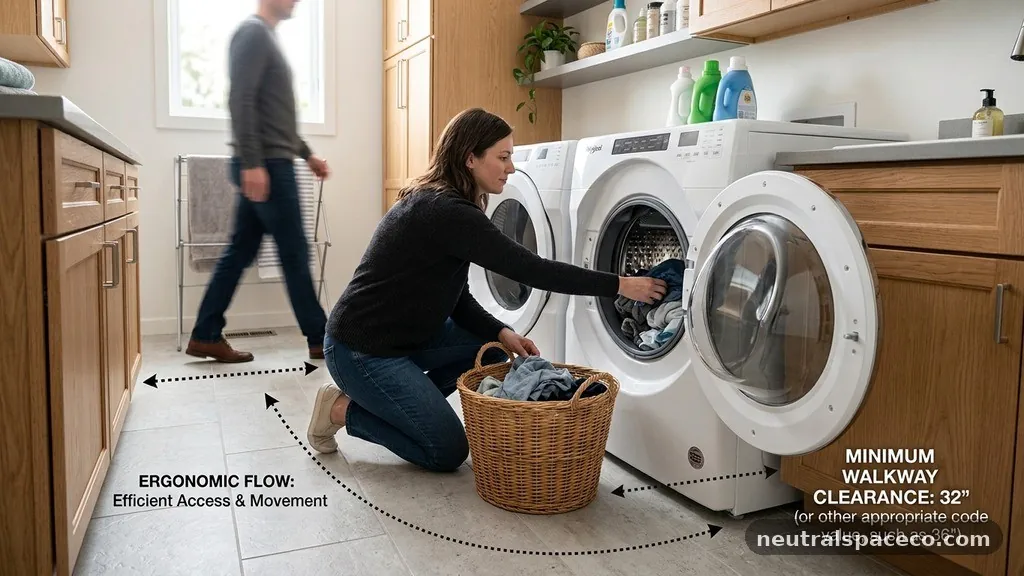 The Importance of Ergonomic Flow - Minimum Walkway Clearance in Front of Front-Load Washer with Door Open