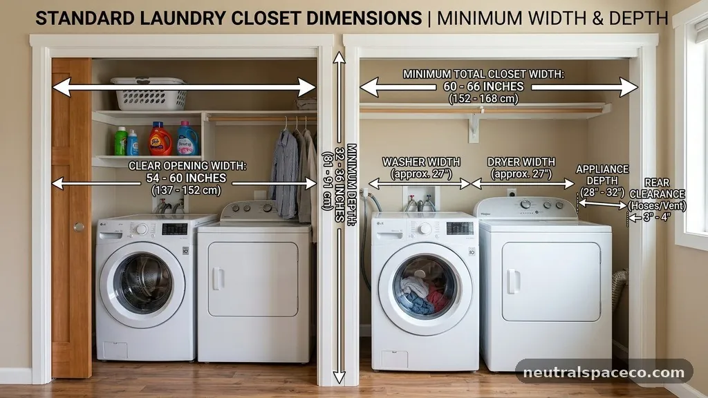 Understanding Appliance Width Variations - Standard Laundry Closet Dimensions: Minimum Width and Depth for Side-by-Side