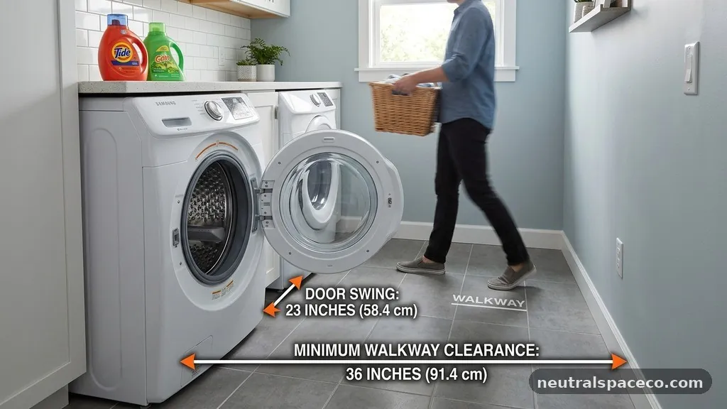 Understanding Standard Appliance Footprints - Minimum Walkway Clearance in Front of Front-Load Washer with Door Open