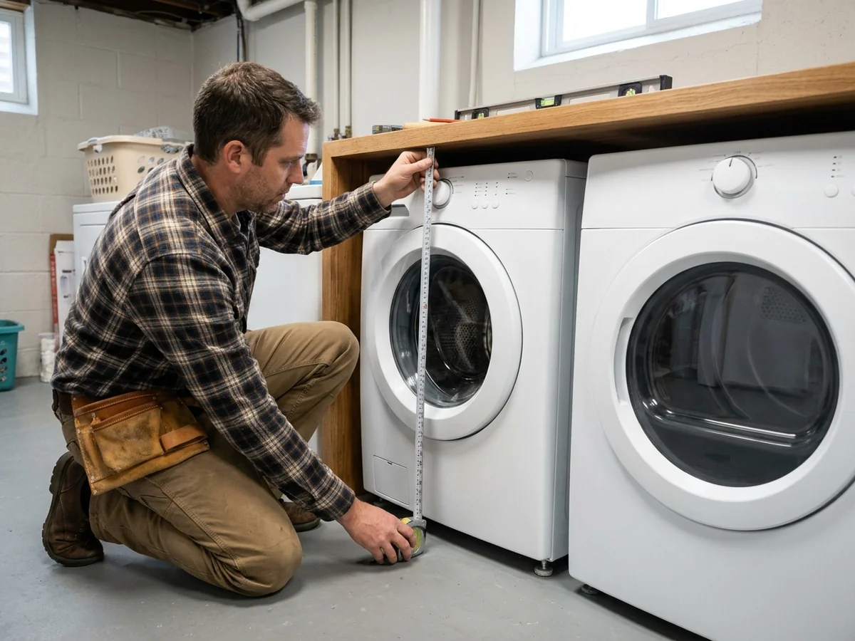 Calculating Exact Countertop Height Over Front-Load Washers and Dryers - Countertop Height Over Front-Load Washers and Dryers
