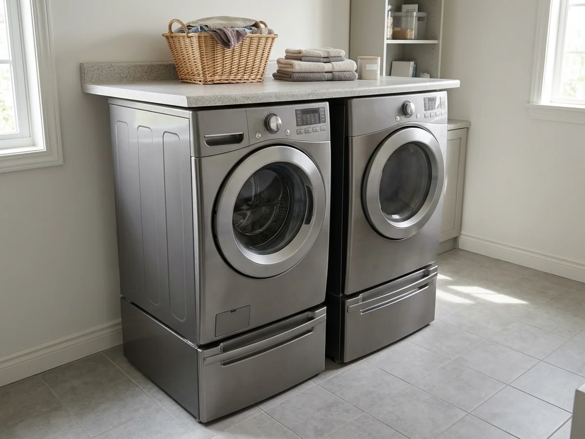 Elevating Front-Load Washers and Dryers for Better Access - Countertop Height Over Front-Load Washers and Dryers