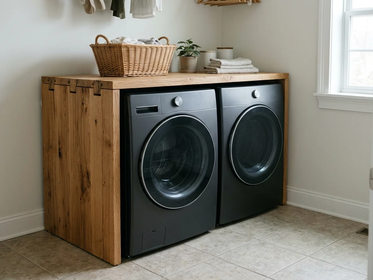 Designing for Easy Removal - Removable Wood Folding Countertop Over Laundry Machines