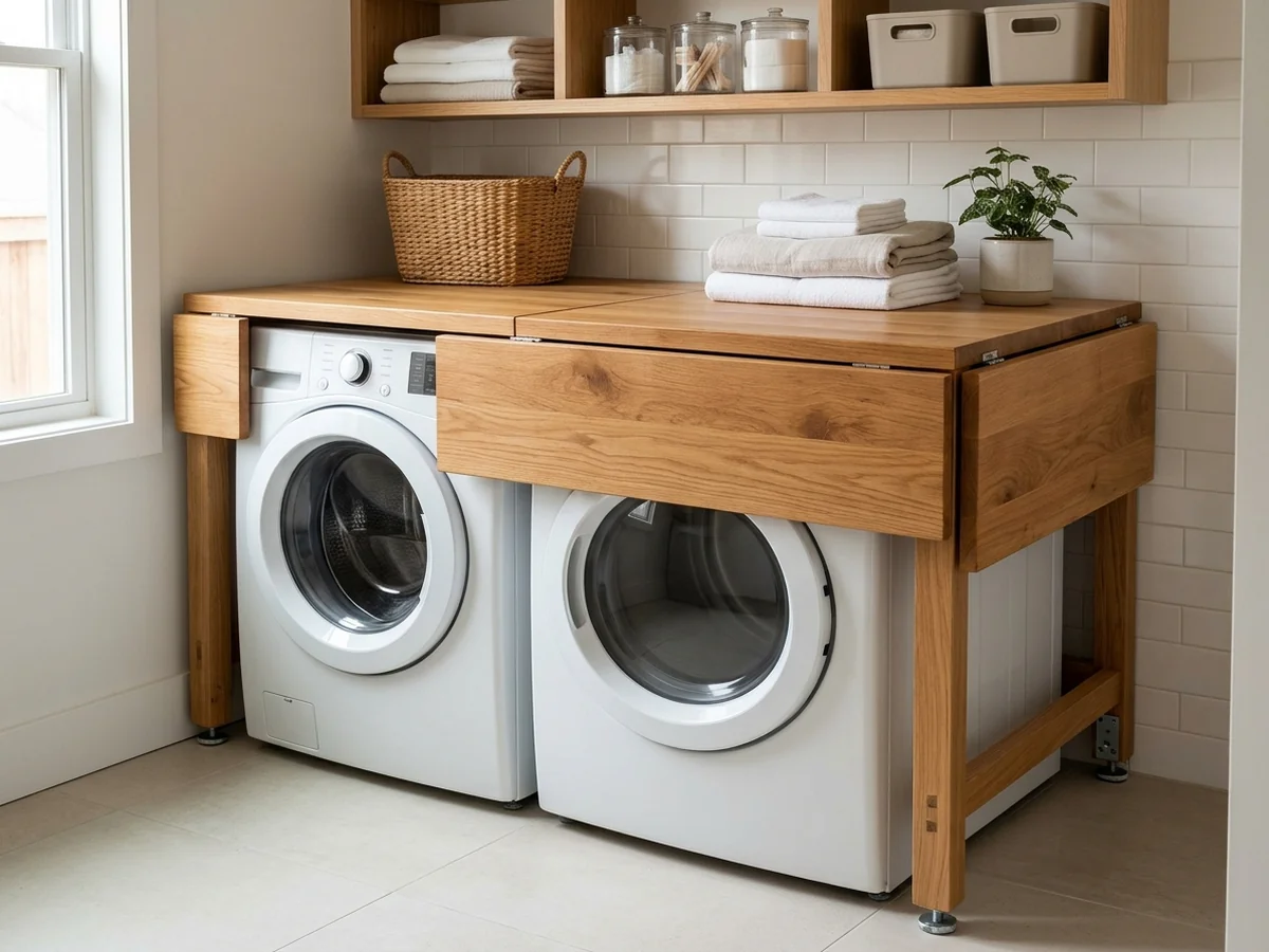 Ensuring Stability and Leveling - Removable Wood Folding Countertop Over Laundry Machines