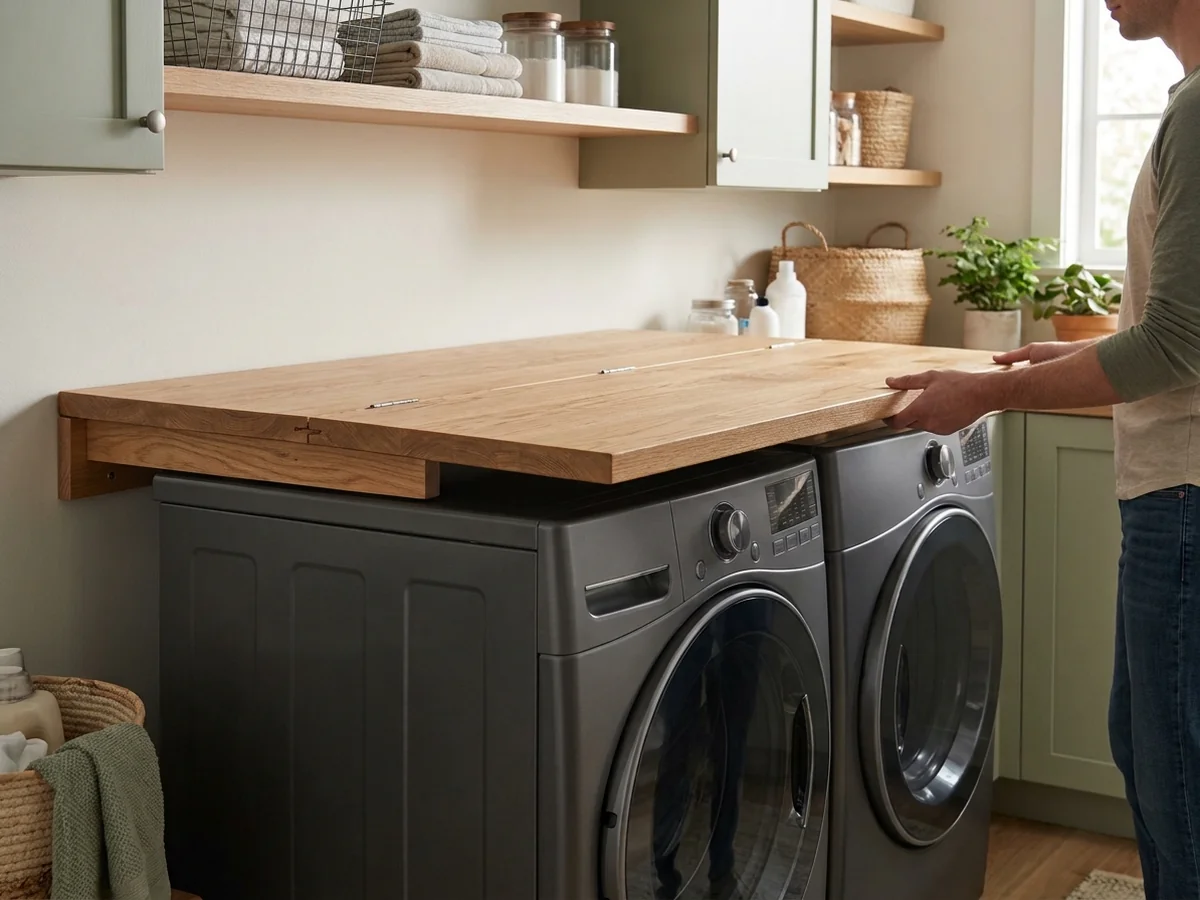 Avoiding Countertop Installation Errors - Removable Wood Folding Countertop Over Laundry Machines