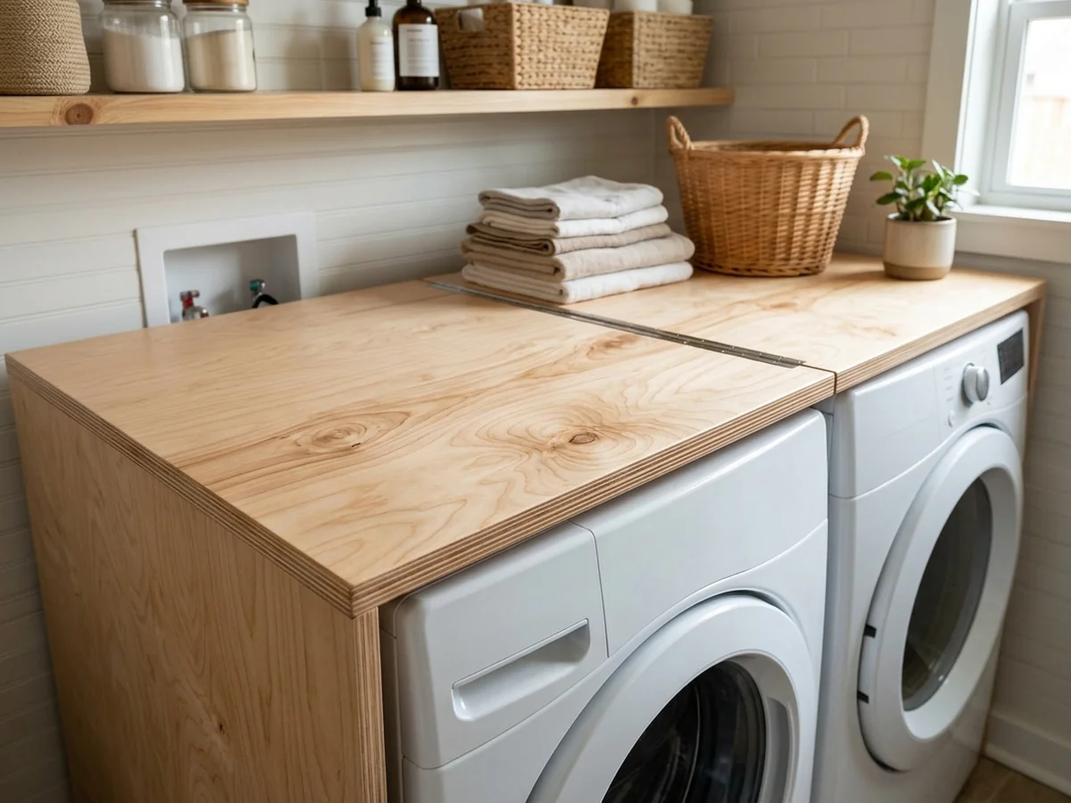 Best Woods for Laundry Countertops - Removable Wood Folding Countertop Over Laundry Machines
