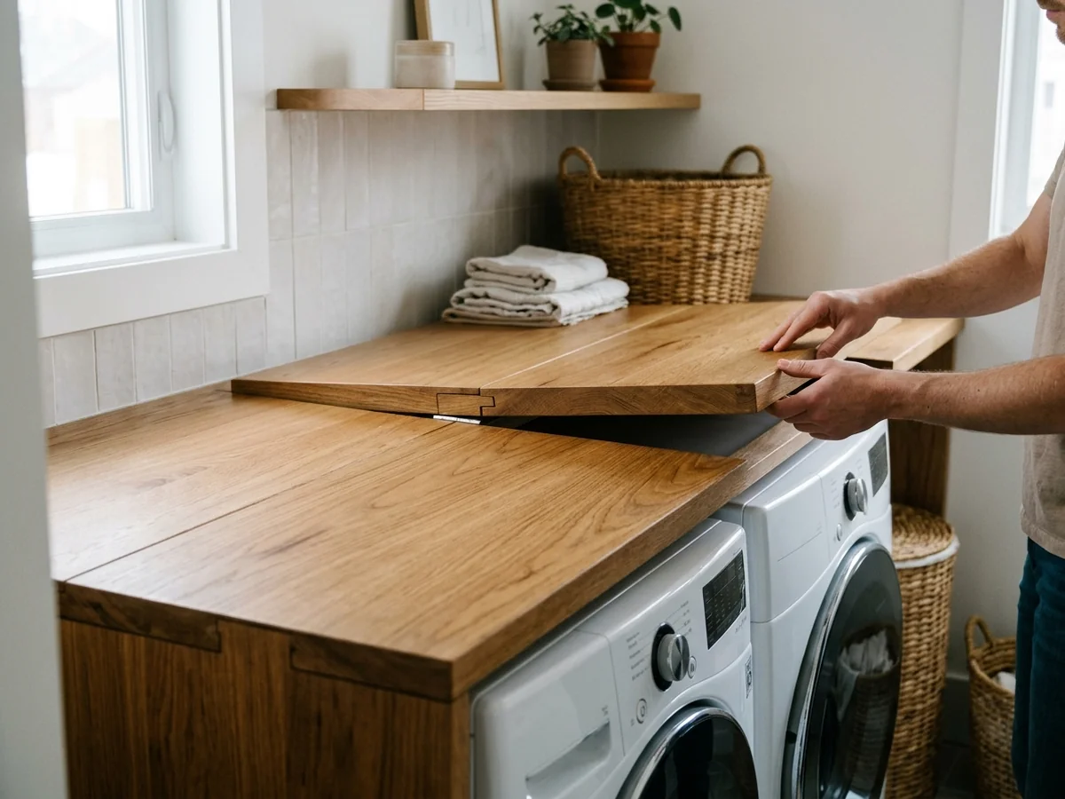 When to Hire a Carpenter - Removable Wood Folding Countertop Over Laundry Machines